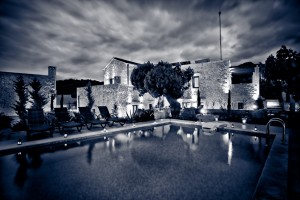 Night view pool & garden