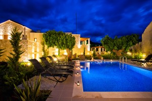 Night view pool & garden